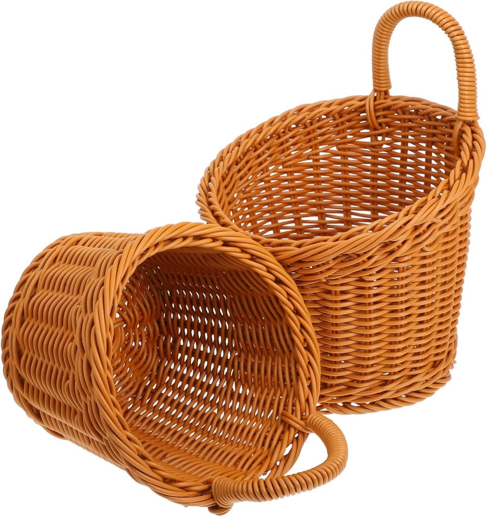 2pcs Elegant Wall Hanging Basket Woven Onions Garlic Ginger Organizer Space-saving Kitchen Storage Holder Decorative Baskets