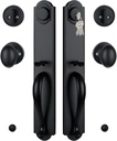 Double Door Handle Set for Front Door, Matte Black Keyed&Dummy Exterior Door Lockset with Deadbolt, Reversible for Right&Left Handed