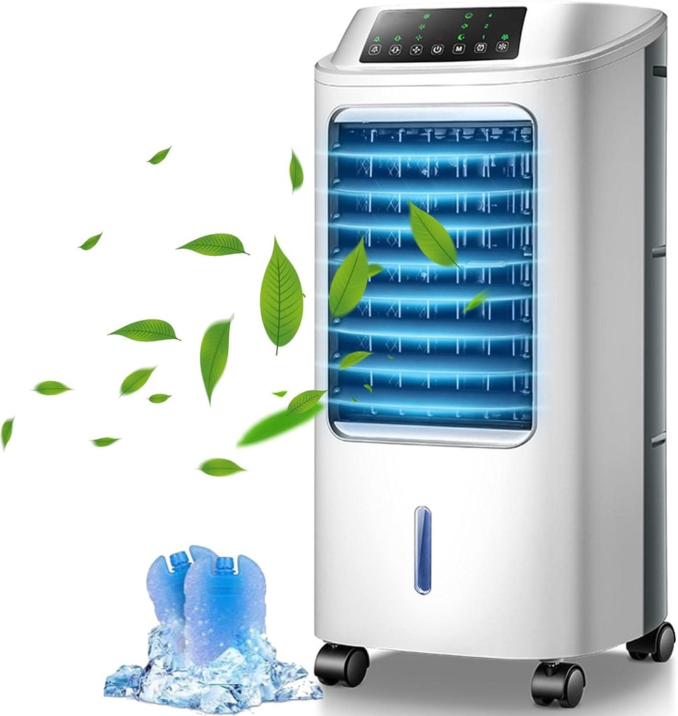 Portable 3-in-1 Air Cooler,Fan and Humidifier with 7 Hour Timer,3 Mode Settings Normal,Natural and Sleep,3 Wind Speed Settings,6L Water Tank-Remote Control A