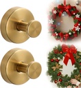 Suction Cup Hooks for Wreaths on Glass, 2026 Upgrade No Drill Towel Hooks Stainless Steel Waterproof Suction Cup Hooks Shower Towel Holder Wreath Hanger for Front Door (2, Gold)