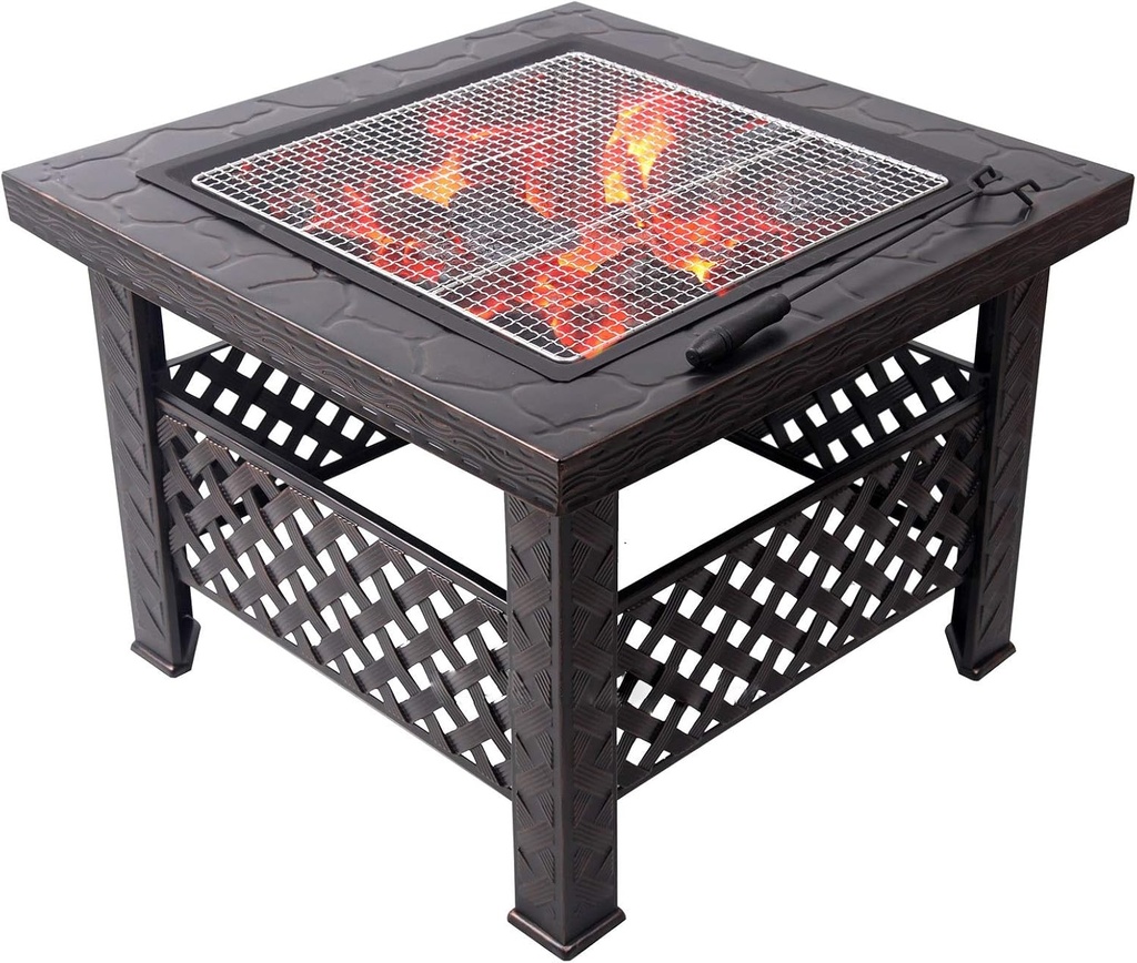 Outdoor Fire Pit Garden Wood Burning Fire Pit Bowl Terrace Metal Barbecue Table, Patio Patio Lawn Backyard Barbecue Party Outdoor Fireplace, 66cm/26