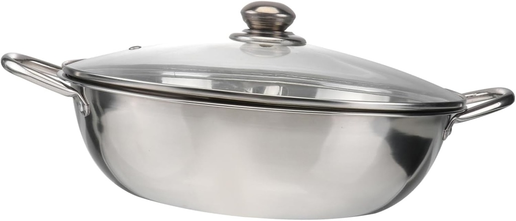 Electric Hot Pot Grill Stainless Steel Multifunctional Cookware Pan Lid Hot Pot