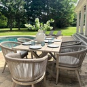 PURPLE LEAF Patio Dining Set for 6 All-Weather Wicker 7 Piece Aluminium Outdoor Table and Chairs Set Included Cushions for Backyard Indoor Decor Kitchen Modern Outdoor Furniture Set Champagne