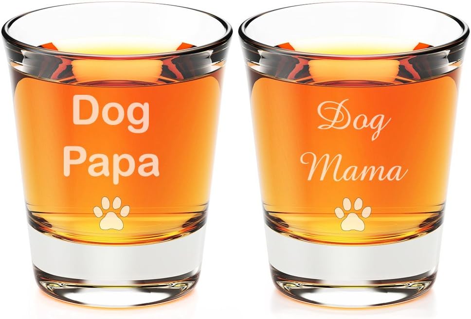 Gog Papa and Dog Mama Engraved Fluted Shot Glass
