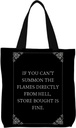 Funny Gothic Witchy Tote Bag, If You Can't Summon the Flames Directly Dark Humor Halloween Canvas Tote Bags for Women, Witchy Stuff, Sarcastic Gifts for Women Reusable Grocery Shopping Bags