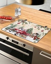 Christmas Countertop Burners Protection Mats for Kitchen, Winter Snowman Christmas Truck Gifts Vintage Rubber Stove Top Cover Mat, Heat Proof Mats Cooktop Cover for Counter Dish Drying Mat, 31"x24"
