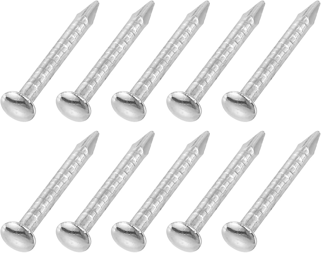 uxcell 500Pcs Small Hardware Nails, 1 x 10mm Carbon Steel Round Head Nail Common Finishing Nail for Household Woodworking Picture Hanging DIY Projects, Silver