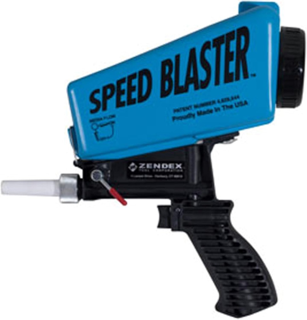 Zendex Tool - SpeedBlaster Portable Media Blaster in Blue - Handheld Sand Blaster Gun Kit for Air Compressor - Extended Use Fast and Powerful Sandblasting Gun