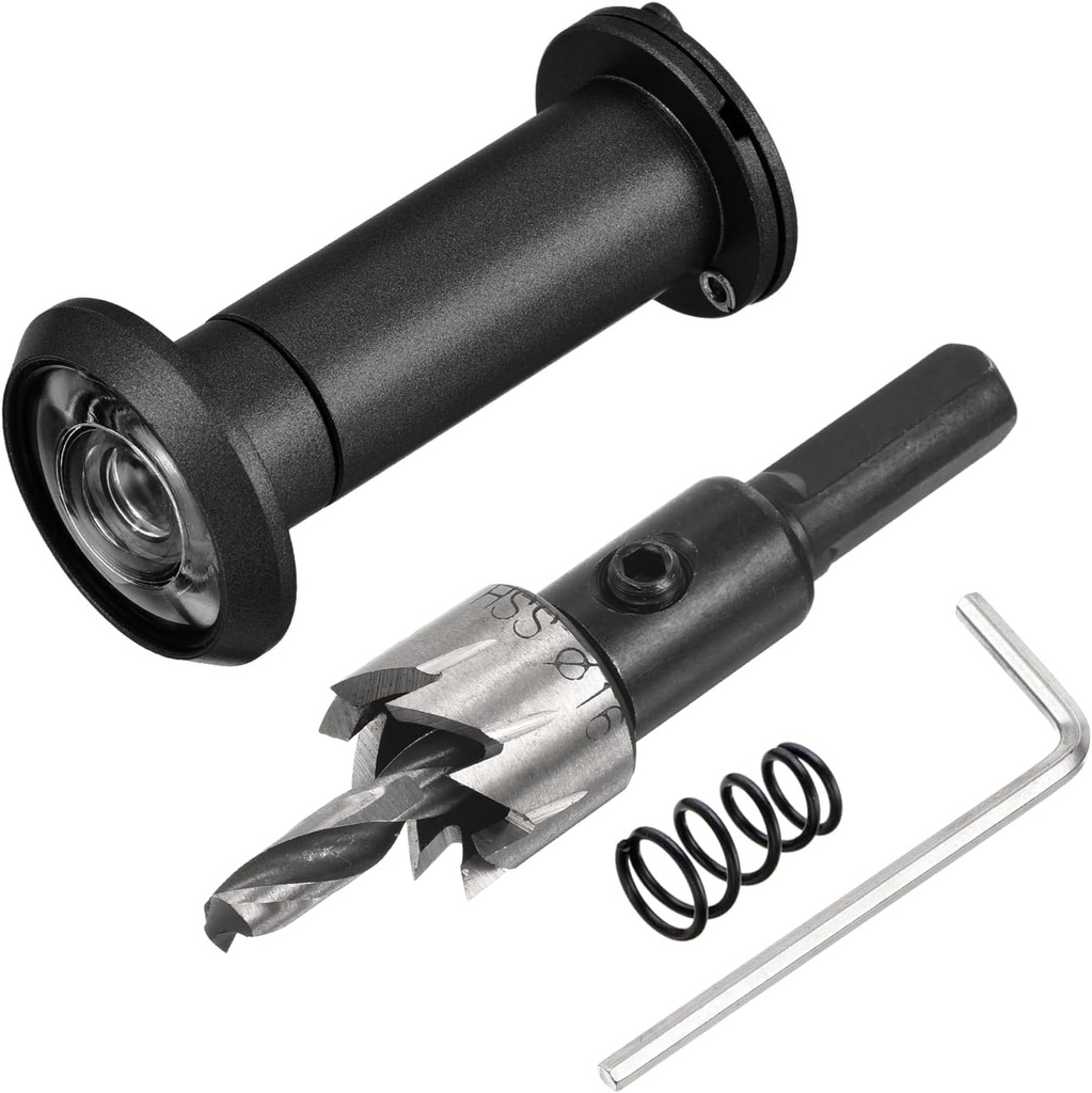 PATIKIL 5/8" Door Viewer Peephole, Zinc Alloy Privacy Door Viewer with Privacy Cover, 180-Degree Fits 1-3/4" to 2-15/16" Door with 16mm/0.62" Drill Bit for Security, Black