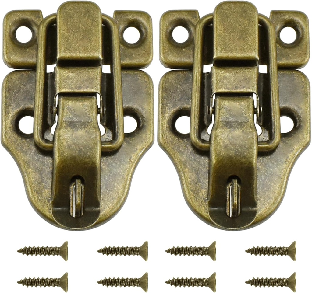 SDTC Tech 2-Pack Retro Bronze Style Toggle Latch - Antique Metal Duckbilled Hasp Catch With Padlock Hole for Jewelry Box, Cabinet, Small Wooden Case, Ordinary Crafts