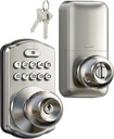 Veise Keypad Door Knob Lock, Keyless Entry Digital Lock with Handle, Electronic Knob for Front Door & Bedroom, Easy Installation, Auto-Locking, Passage Mode, Satin Nickel