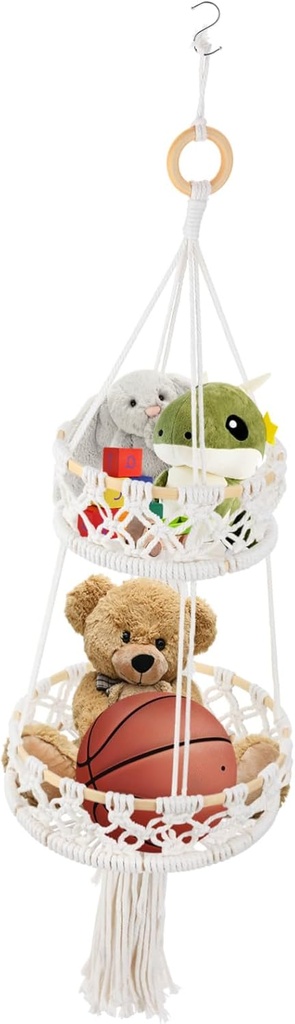 Cotton Rope Woven Basket Hanging Produce Basket for Kitchen Decorative Storage Container