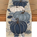 Artoid Mode Blue and White Porcelain Pumpkin Ink 210 GSM Fall Table Runner, Seasonal Autumn Kitchen Dining Table Decoration for Home Party Decor 13x72 Inch