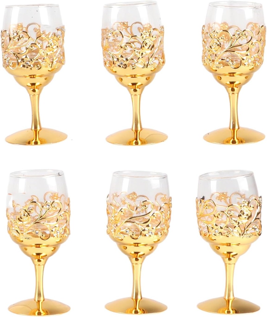 6PCS Goblet Glasses, Vintage Wine Glasses Set, Flower Embossed Pattern Transparent Glass Water Goblets