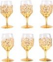 6PCS Goblet Glasses, Vintage Wine Glasses Set, Flower Embossed Pattern Transparent Glass Water Goblets