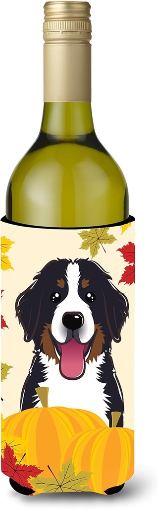 Caroline's Treasures BB2043LITERK Bernese Mountain Dog Thanksgiving Wine Bottle Hugger Bottle Cooler Sleeve Hugger Machine Washable Collapsible Insulator Beverage Insulated Holder