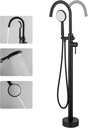 Free Standing Tub Faucet, High Flow Freestanding Bathtub Faucet with 360°Swivel Spout, 5 Function Hand Shower Matte Black