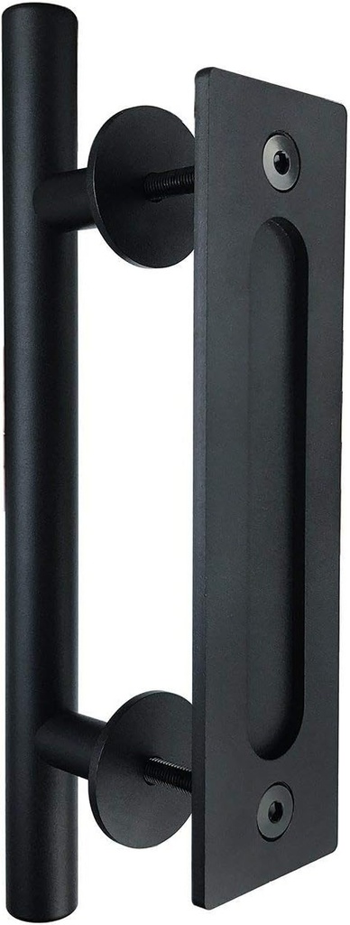 12" Heavy Duty Large Rustic Flush and Pull Wood Barn Door Handle (JS01-BL)