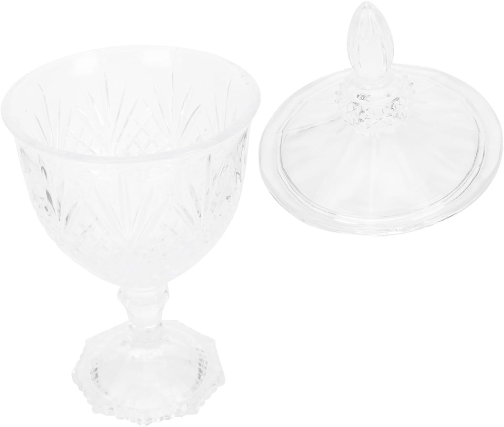 Elegant Crown Relief Glass Sugar Bowl Candy Storage Can European Style Ornament Airtight Cookie Jar Lid
