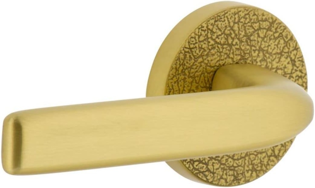 Viaggio CLOMLTBLL_PSG_234_LH Motivo Left Handed Solid Brass Passage Door Lever Set with Bella Lever and Circolo Leather Rosette - 2-3/4" Backset - Satin Brass