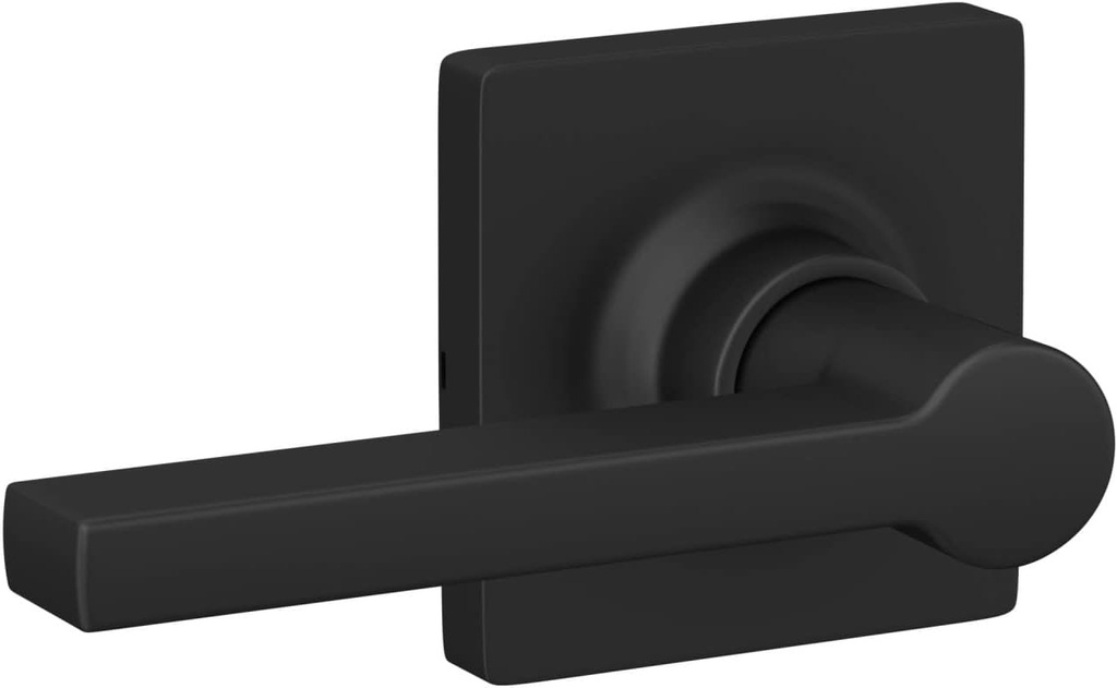 Lock Scout Straight Lever with Square Trim Dummy Door Handle, Matte Black Finish