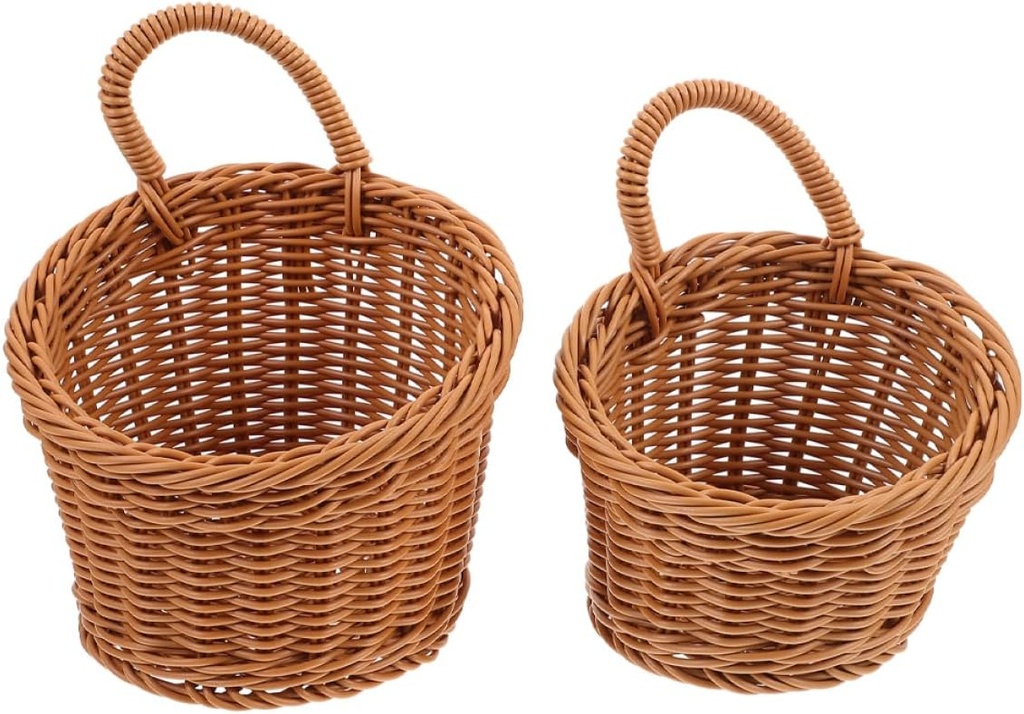 2pcs Woven Hanging Basket for Kitchen Organization Rustic Onion Ginger Garlic Storage Baskets Wall-mounted Farmhouse Decor and Practical Storage