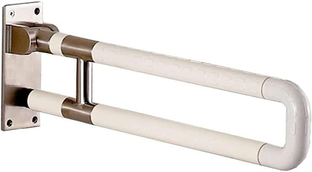Handrail,Grab Bar Folding Toilet Safety Rail, Nylon Outer Tube, Support Drop Down, Bathroom Bathtub, Elderly Disabled Pregnant Women Grab Bar for Toilet/White/60Cm