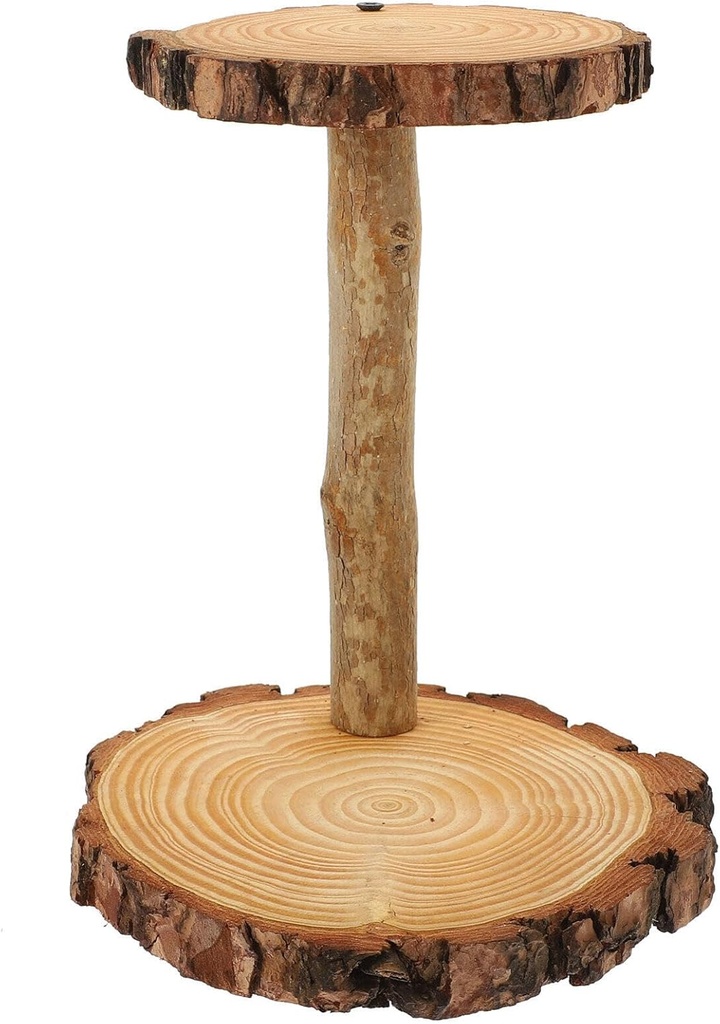 HOMSFOU Wood Cupcake Stand 2 Tiered Rustic Wood Cake Stand Dessert Display Slices Round Cupcake Tower Holder Round Serving Tray for Party Rustic Wedding Decoration
