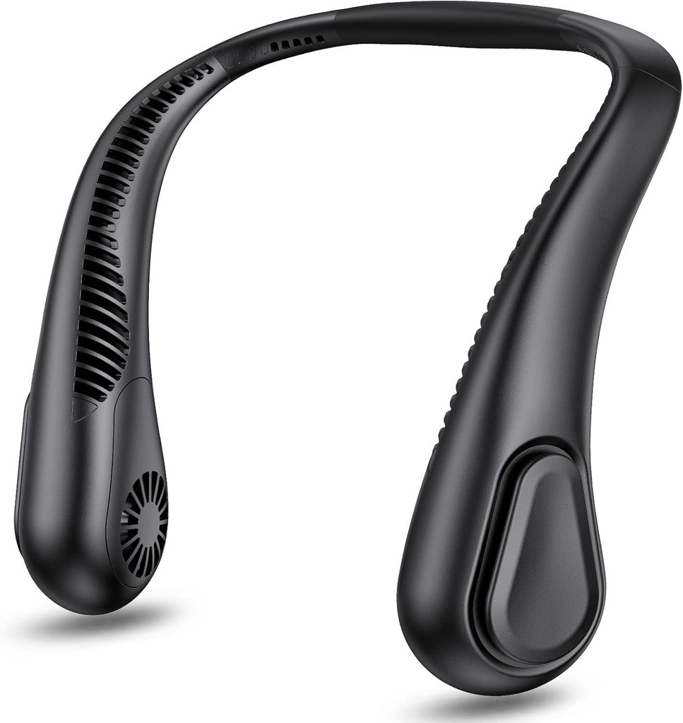 AMACOOL Bladeless Neck Fan Portable Personal Fan 5000mAh Rechargeable Battery Operated Wearable Fan for Women Men Outdoor Sport Travel Patio Garden Work Home Kitchen(Black)