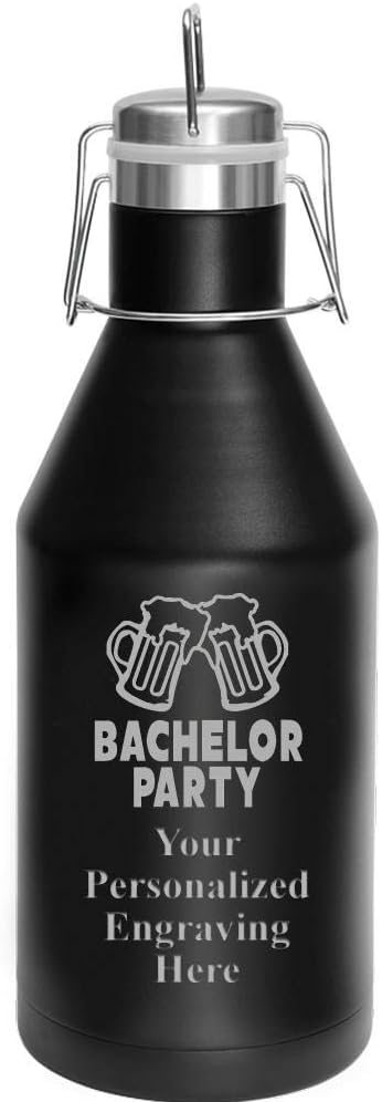 Bachelor Party Growler, 64 oz Custom Bachelor Party Stainless Steel Growler, Engraving Included Prime