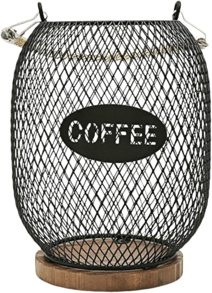 Coffee Pod Holder Coffee Pod Storage Basket Rustic Metal Accessories Modern Container Large Capacity for Dinning Countertop, Blue Black, 13cmx17cm