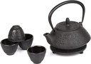 6 Piece Japanese Cast Iron Pot Tea Set Black w/Trivet (26 oz)
