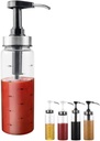 DOERDO 300ml Sauce Pump Bottle Leakproof Kitchen Condiment Dispenser, Olive Oil Dispenser Bottle for Sauce Condiment Salad Dressing Tomato Sauce Olive Oil BBQ, Black