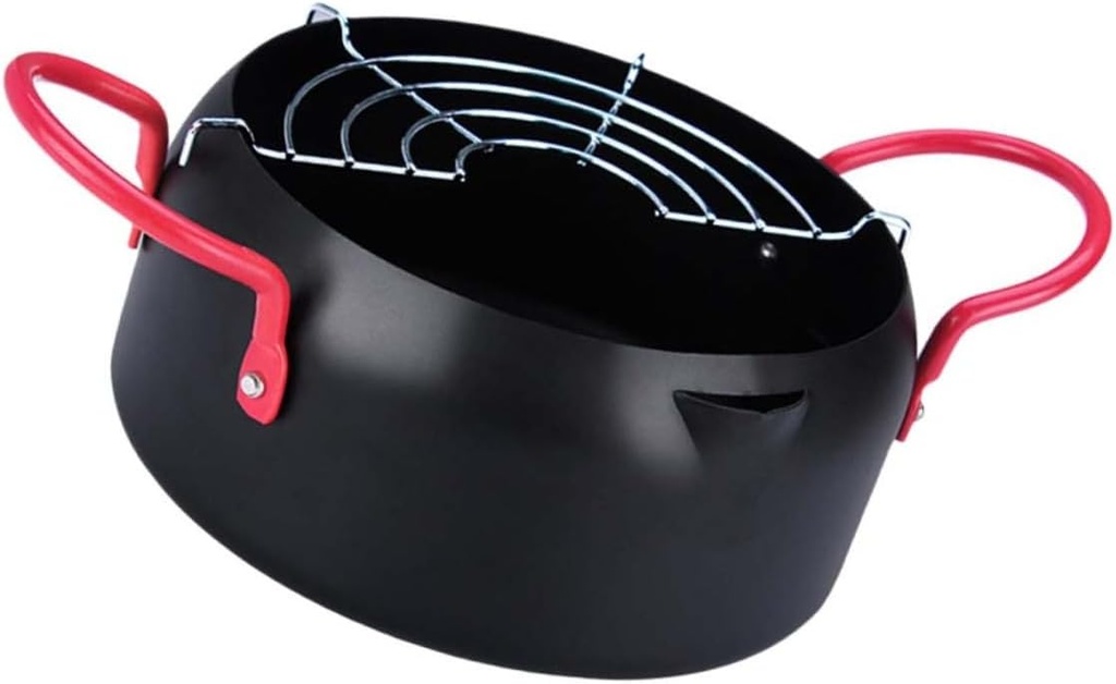 OUNONA Deep Fryer with Filter Household Tempura Frying Pot for Induction and Gas Stoves Compact Design for Drainage Construction for Chicken