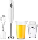 150W 4-in-1 Multifunctional Hand Immersion Blender, 304 Stainless Steel Stick Blender, Titanium Plated Blade, 600ml Mixing Beaker, 500ml Food Processor, Whisk Attachment, BPA-Free