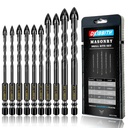Masonry Concrete Drill Bit Set for Tile, Brick, Glass, Plastic and Wood, Tungsten Carbide Tip Work with Ceramic Tile, Wall Mirror, Paver on Concrete or Brick Wall, 10 Pcs