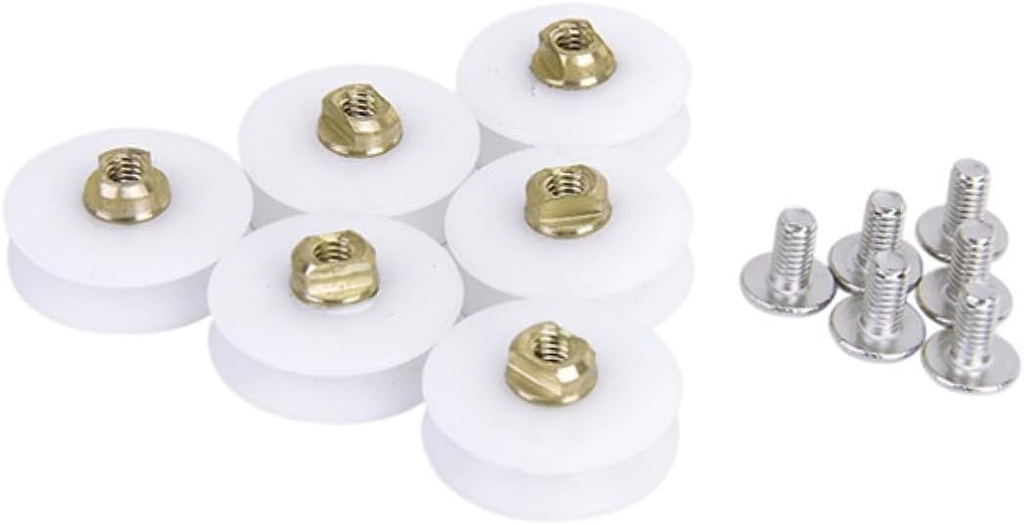 NUOBESTY 6pcs Shower Door Roller White Flat Roller Wheels 22.5mm Suitable for Most Glass Doors
