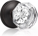 KNOBWELL 1 Pack Crystal Individual Dummy Door Knob, Single Sided Classic Rosette Faceted Crystal Door Knobs, Antique Oil Rubbed Bronze Finish Clear Glass Door Knobs