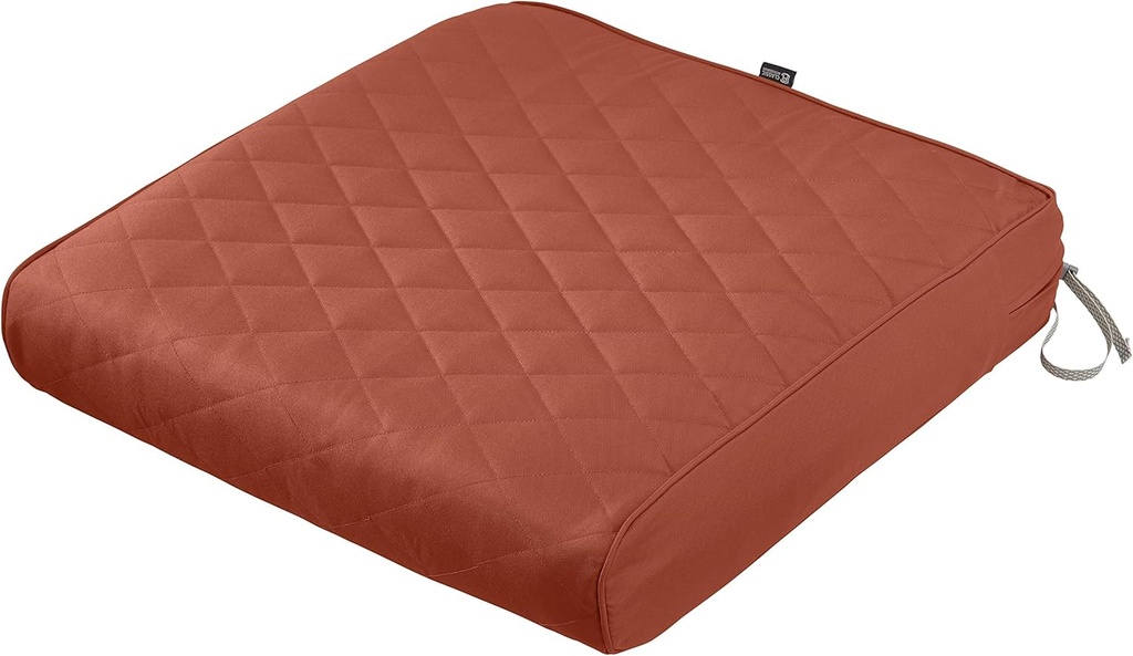 Classic Accessories Montlake FadeSafe Water-Resistant 25 x 27 x 5 Inch Rectangle Outdoor Quilted Seat Cushion, Patio Furniture Chair Cushion, Spice