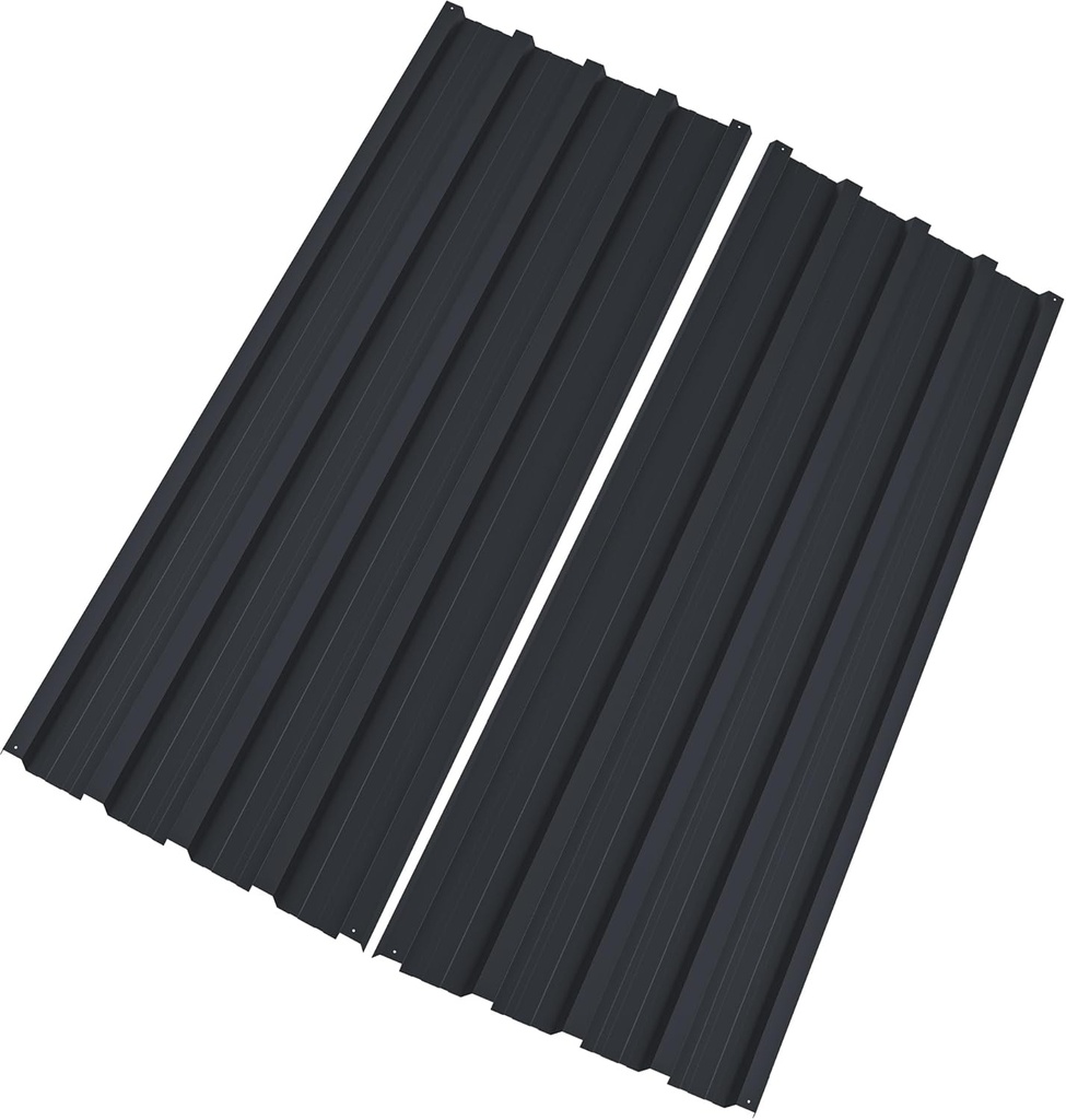 Corrugated Roofing Panels Galvanized Steel Roof Panels, L73.2×W16.77 Inch Heavy Duty Metal Roof Panels, Roof Protector for Garages, Sheds, Stables and Mobile Homes, Black, 15PCS