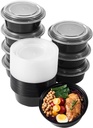 32 oz 50 ct Round Meal Prep Containers with Lids Plastic Food Storage Lunch Plan To Go Box Disposable Take Out Bowls BPA Free Durable Stackable Microwave Freezer Safe (Formerly FULING)