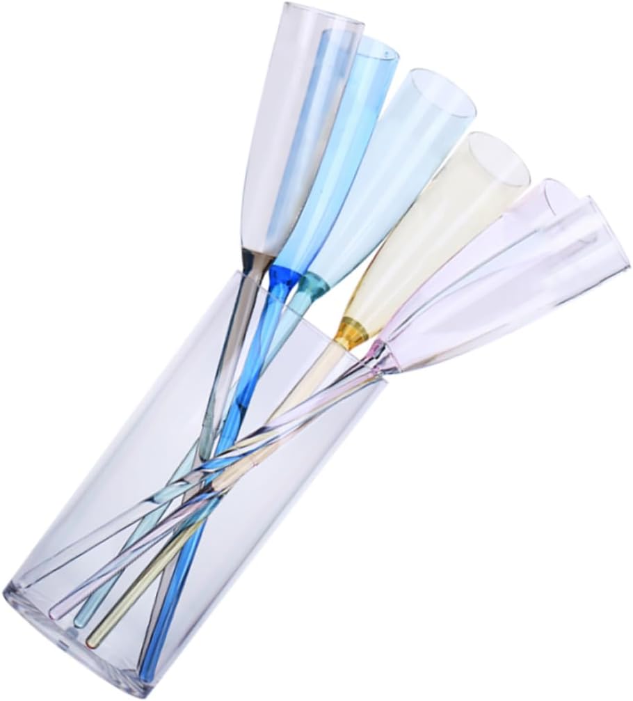 Zerodeko 7pcs Colorful Flutes Tumbler Wine Glass Set Beach Drinking Goblet Mini Cocktail Goblet for Wedding Party