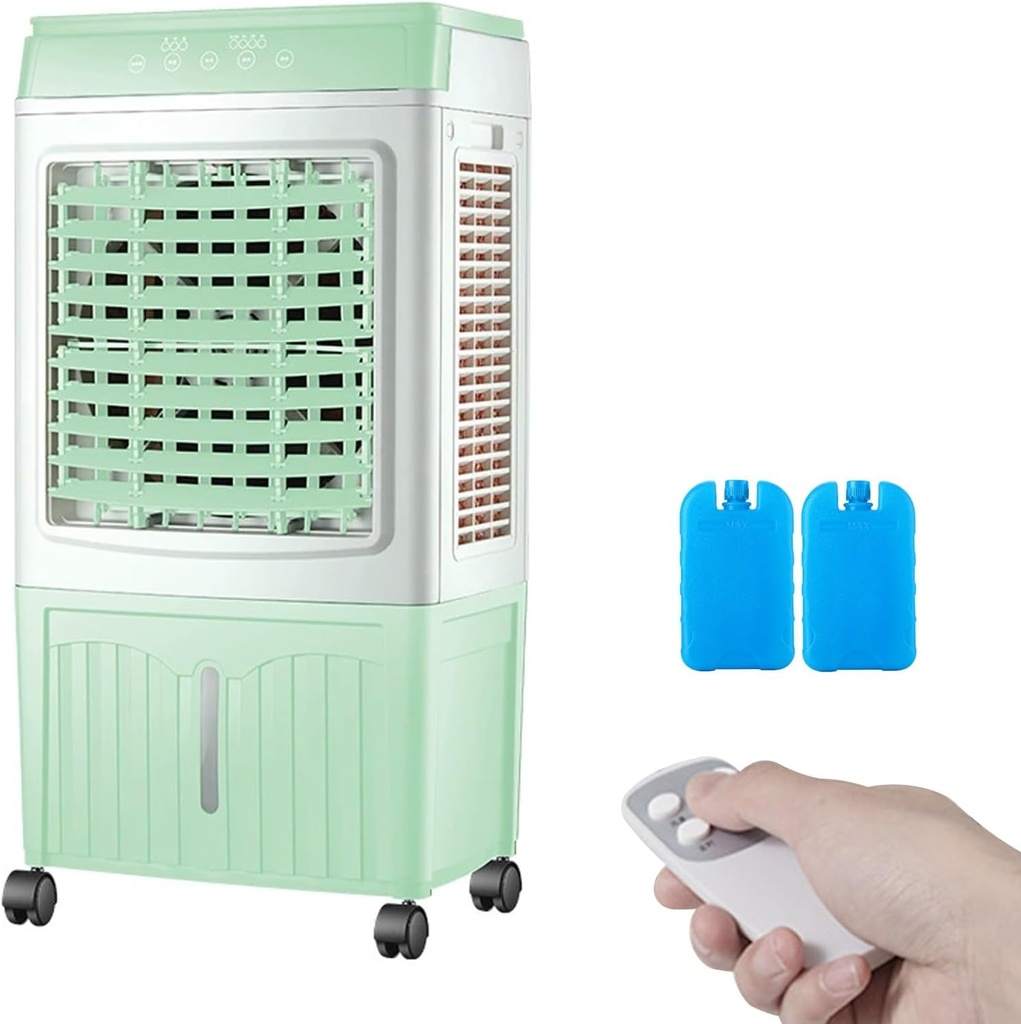 Swamp Cooler, 45L Outdoor Evaporative Cooler with Remote, 3 Speeds, 7.5H Timer, 2 Ice Packs, Energy-Efficient Air Conditioner for Indoor/Outdoor Use