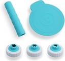 5 Piece Accessories Kit for Ninja Swirl Creami Ice Cream Maker - Dust Cover, Glow Grip & 3 Nozzles | NC701 & NC700 Creami Pint Containers, Blue