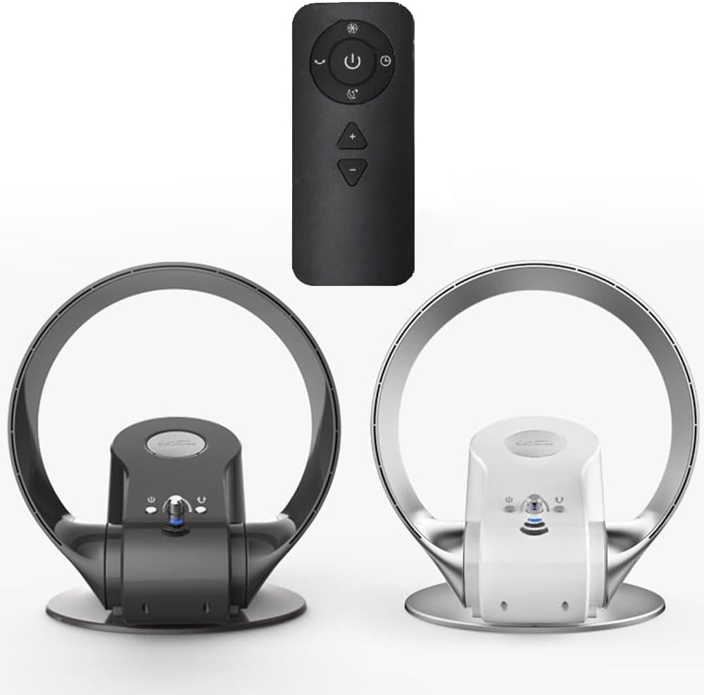 Generic Bladeless Tower Fan With Remote, 80° Oscillating Floor Fan, 2H Time Desk Cooling Fan, Wall Mount Fan For Home Office Bedroom(Silver)