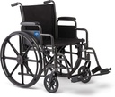 Medline Comfortable Folding Wheelchair with Swing-Back Desk-Length Arms and Swing-Away Footrests, 18”W x 16X”D Seat