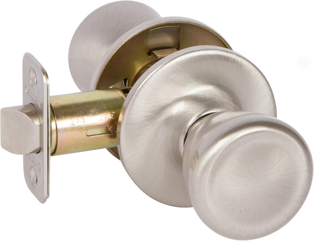 Delaney Callan Hardware Brayden Passage Door Knob, Fits Doors 1-3/8 to 1-3/4 in. Thick, Satin Nickel – Reversible Left/Right-Handed Hallway, Closet Door Knob with Latch – Easy to Install
