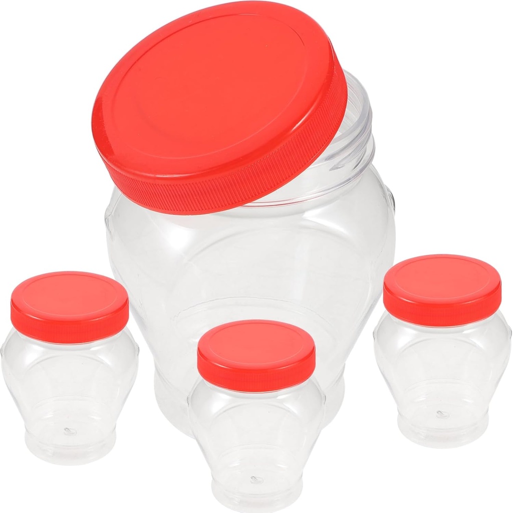 Mikinona 4pcs Heart Shaped Clear Candy Jars Airtight Wide Mouth Snack Storage Containers for Cookies Candy Spices and Cereal Lightweight Food Storage