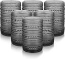 Hobnail Drinking Glasses Set of 6,15 oz Vintage Glassware Set Cocktail Glass Set, Embossed Grey Water Tumbler,for Beer, Whiskey,Juice and Various Mixed Drinks (15OZ Grey)