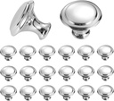 25 Pcs Round Drawer Knobs, Silver Cabinet Pulls, 30mm Single Hole Mushroom Style, Metal for Drawer, Closet, Dresser, Cupboard, Wardrobe, Door, Kitchen with Screws